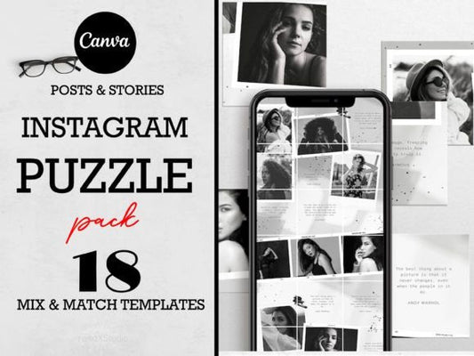 B&W Canva Instagram Puzzle Grid